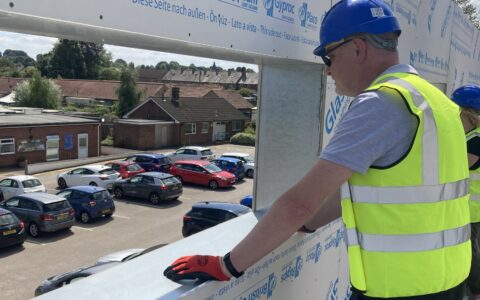 Mr Hoop looks at Yeoman Park Academy's current building from the new build.
